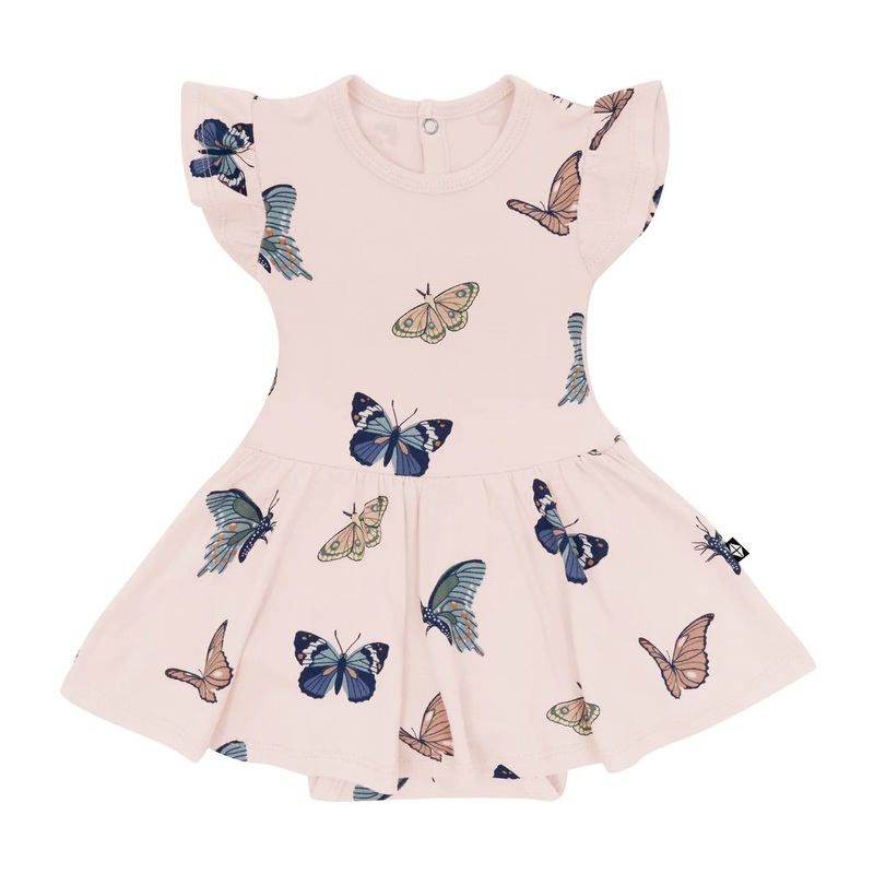 Kyte Baby Twirl Bodysuit Dress (Blush Butterfly)