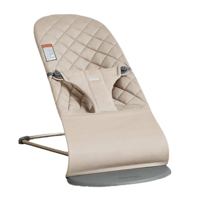 Baby Bjorn Bouncer Bliss Cotton Classic Quilt (Sand Grey/Dark Grey Frame)