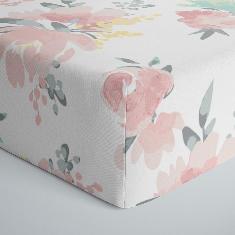 Kushies Percale Crib Sheet (Watercolour Flowers)