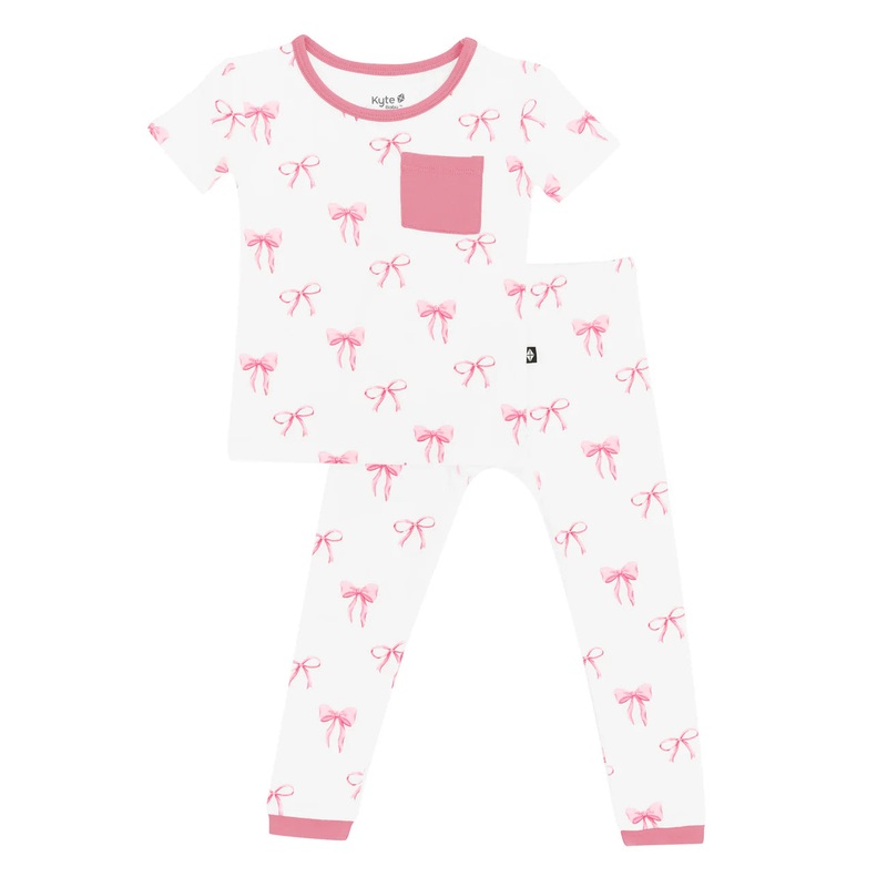 Kyte Baby Short Sleeve with Pants Pajamas (Bow)