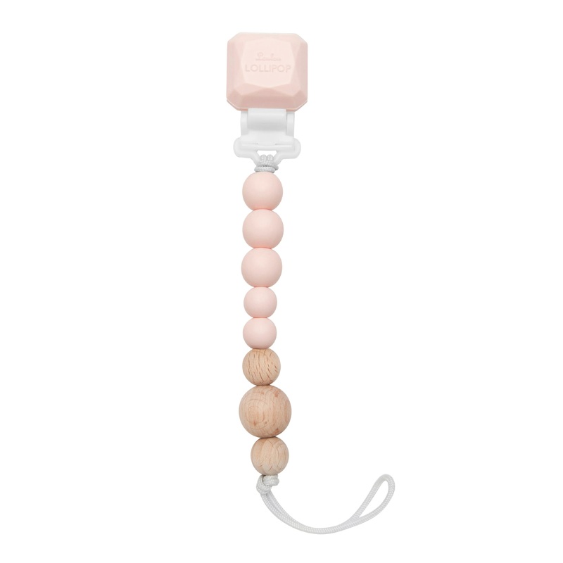 LouLou LOLLIPOP Colour Pop Silicone & Wood Pacifier Clip (Rose Quartz)