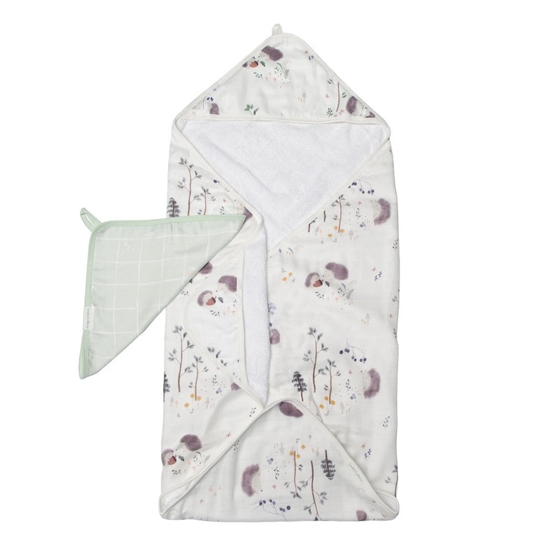 LouLou LOLLIPOP Hooded Towel Set (Hedgehogs)