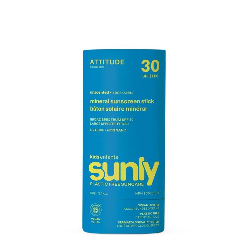 Attitude Sunly SPF 30 Kids Sunscreen Stick Unscented (60g)