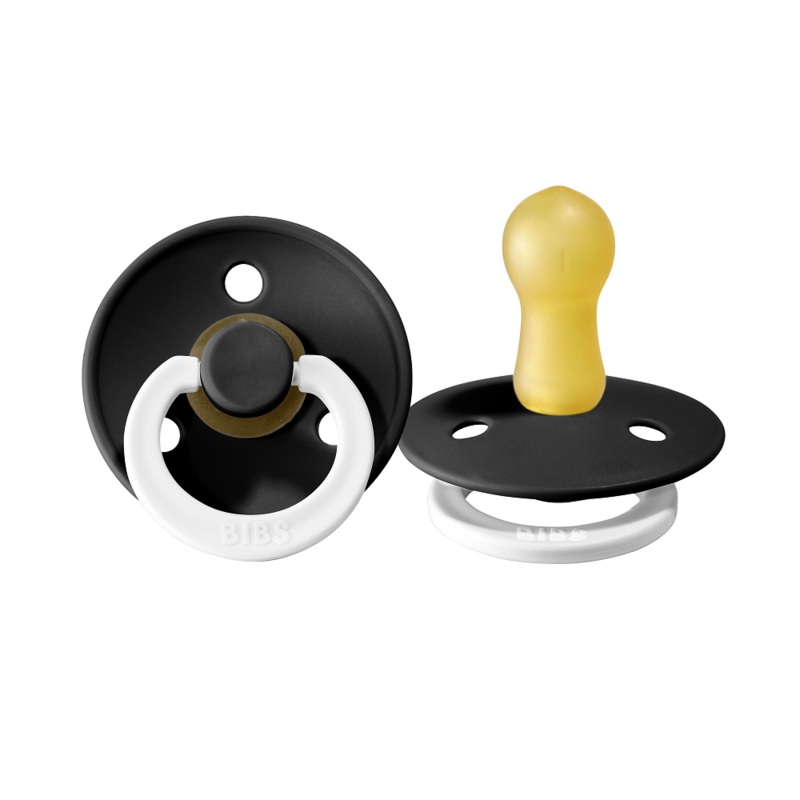 BIBS Colour Round Latex Pacifier 2-Pack (Black Glow)