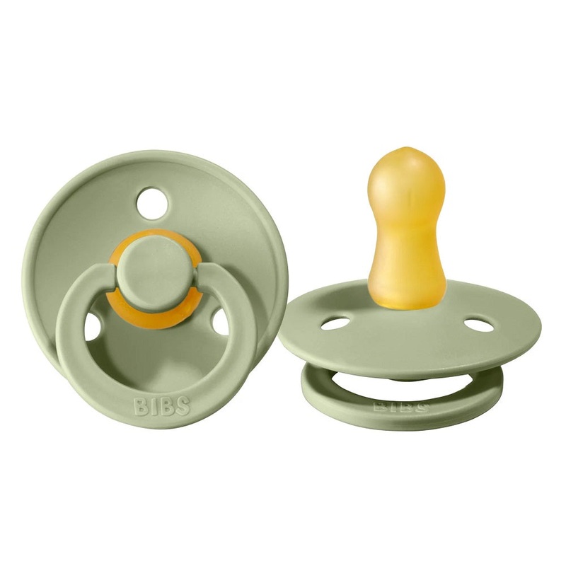 BIBS Colour Round Latex Pacifier 2-Pack (Sage)