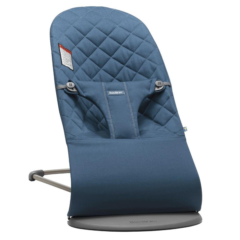 Baby Bjorn Bouncer Bliss Cotton Classic Quilt (Midnight Blue/Dark Grey Frame)