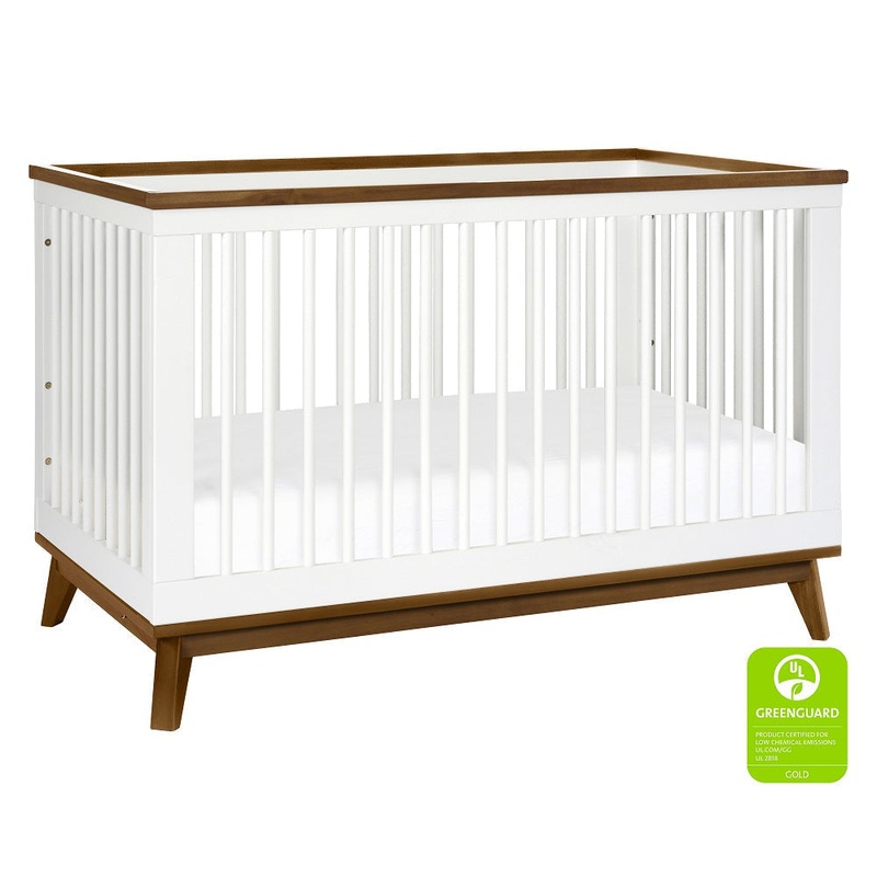 Babyletto Scoot 3-in-1 Crib with Toddler Bed Conversion Kit (White/Natural Walnut)
