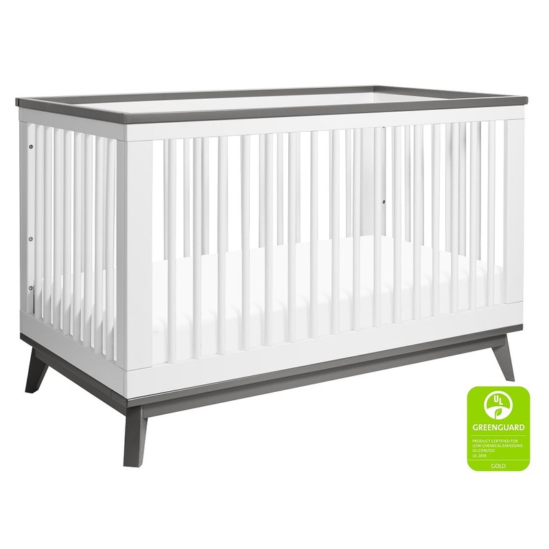 Babyletto Scoot 3-in-1 Crib with Toddler Bed Conversion Kit (White/Slate) IN-STOCK