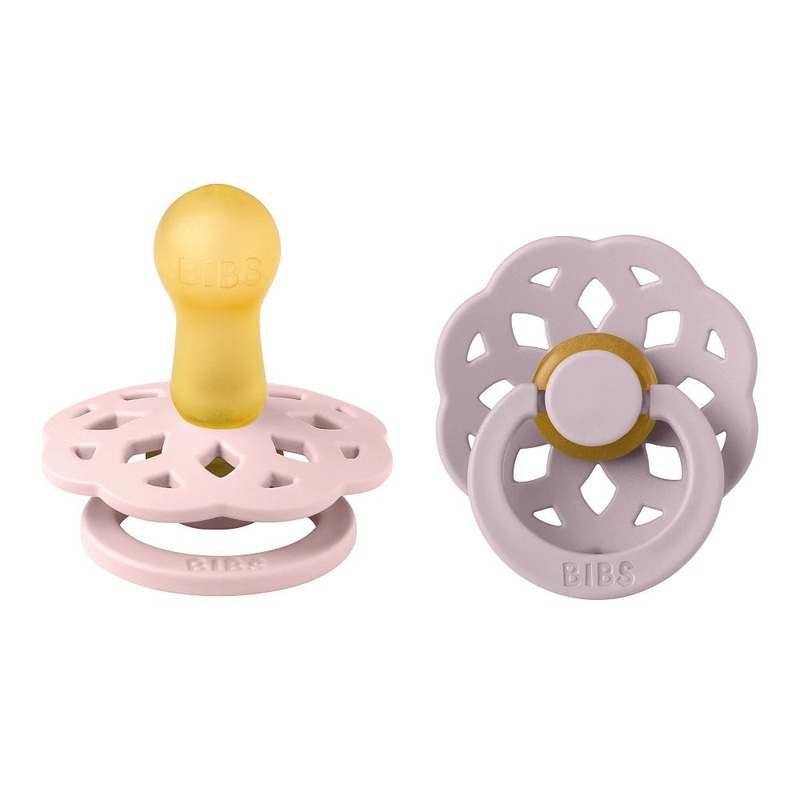 BIBS Boheme Round Latex Pacifier 2-Pack (Blossom/Dusky Lilac)