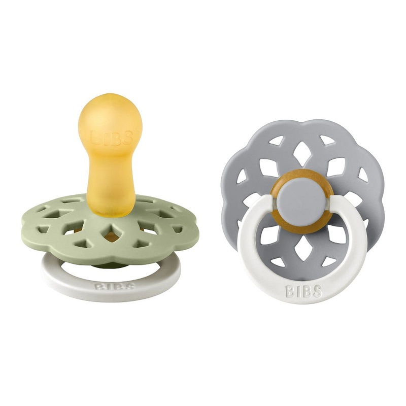 BIBS Boheme Round Latex Pacifier 2-Pack (Sage Glow/Cloud Glow)