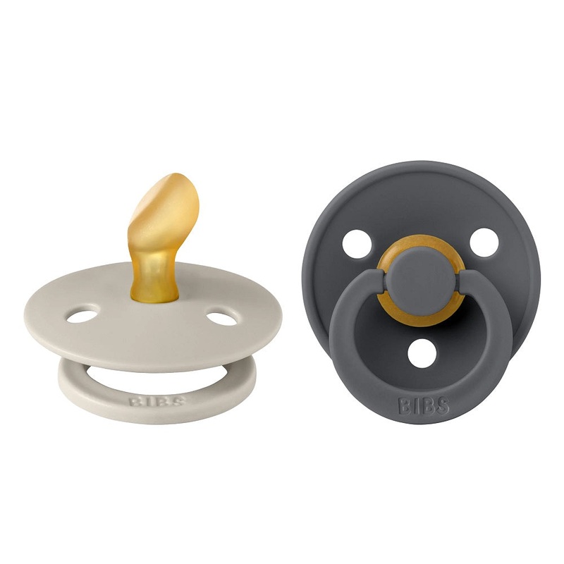 BIBS Colour Anatomical Latex Pacifier 2-Pack (Sand/Iron)