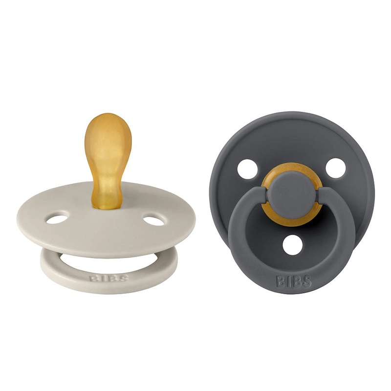 BIBS Colour Symmetrical Latex Pacifier 2-Pack (Sand/Iron)