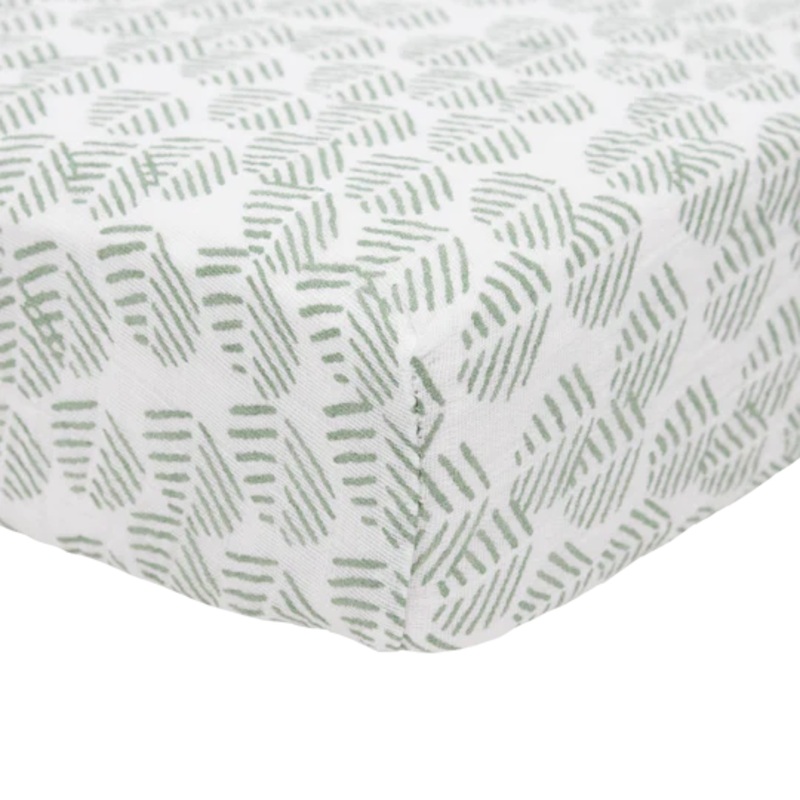 Little Unicorn Cotton Muslin Crib Sheet (Leaf Motif)