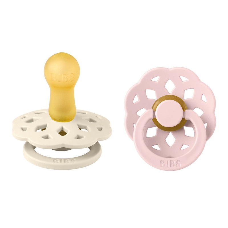 BIBS Boheme Round Latex Pacifier 2-Pack (Ivory/Blossom)