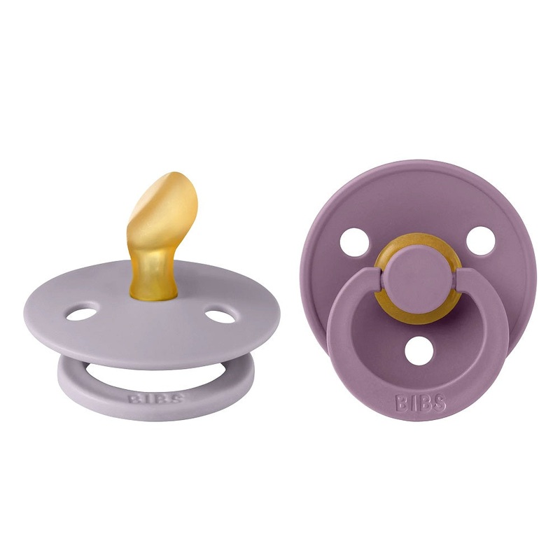 BIBS Colour Anatomical Latex Pacifier 2-Pack (Fossil Grey/Mauve)