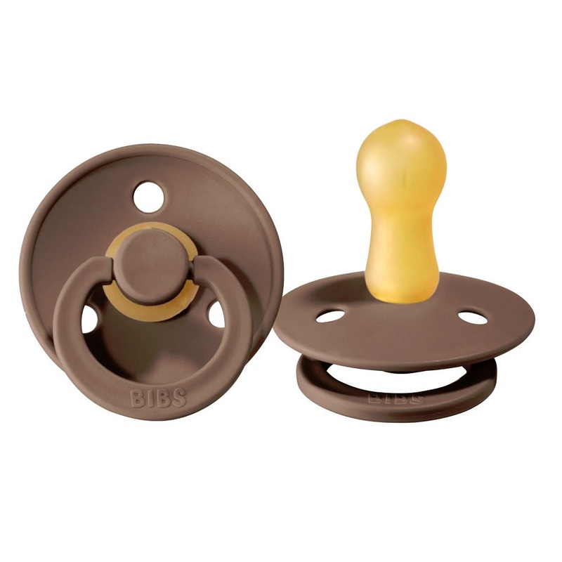 BIBS Colour Round Latex Pacifier 2-Pack (Dark Oak)