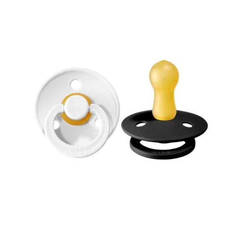 BIBS Colour Round Latex Pacifier 2pk (Black/White)