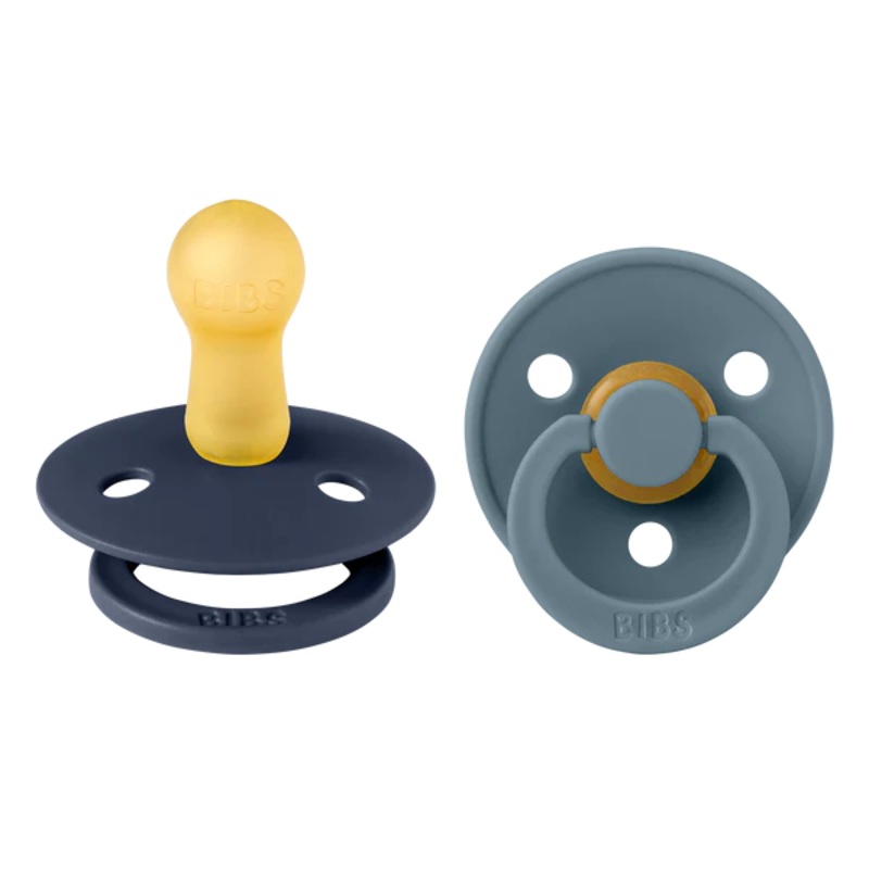 BIBS Colour Round Latex Pacifier 2pk (Deep Space/Petrol)
