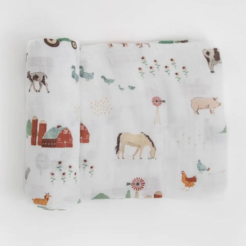 Little Unicorn Cotton Muslin Single Swaddle (Farmyard)