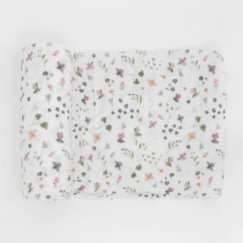 Little Unicorn Cotton Muslin Single Swaddle (Garden Bees)