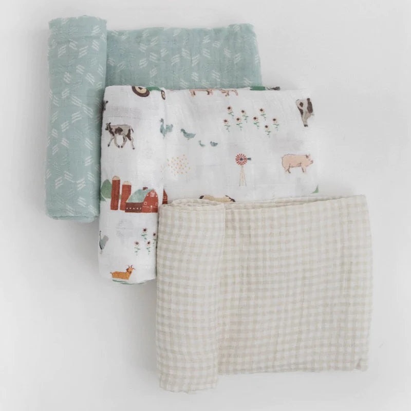 Little Unicorn Cotton Muslin Swaddle Set (Farmyard)