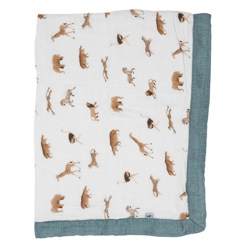 Little Unicorn Organic Cotton Muslin Baby Quilt (Animal Crackers)