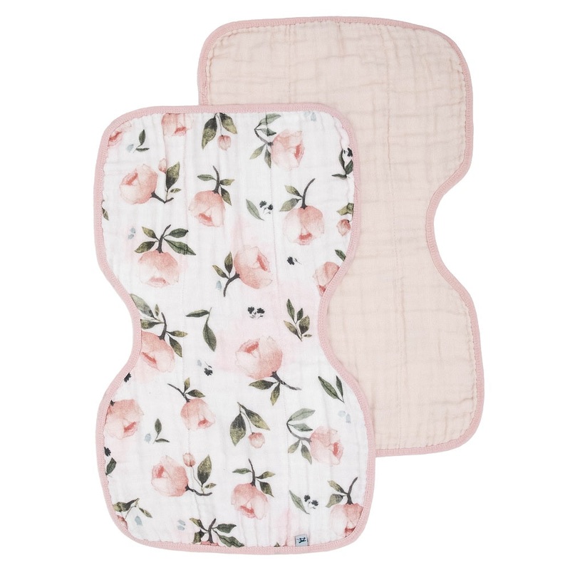 Little Unicorn Organic Cotton Muslin Burp Cloth 2-Pack (Watercolor Floret/Rosie)