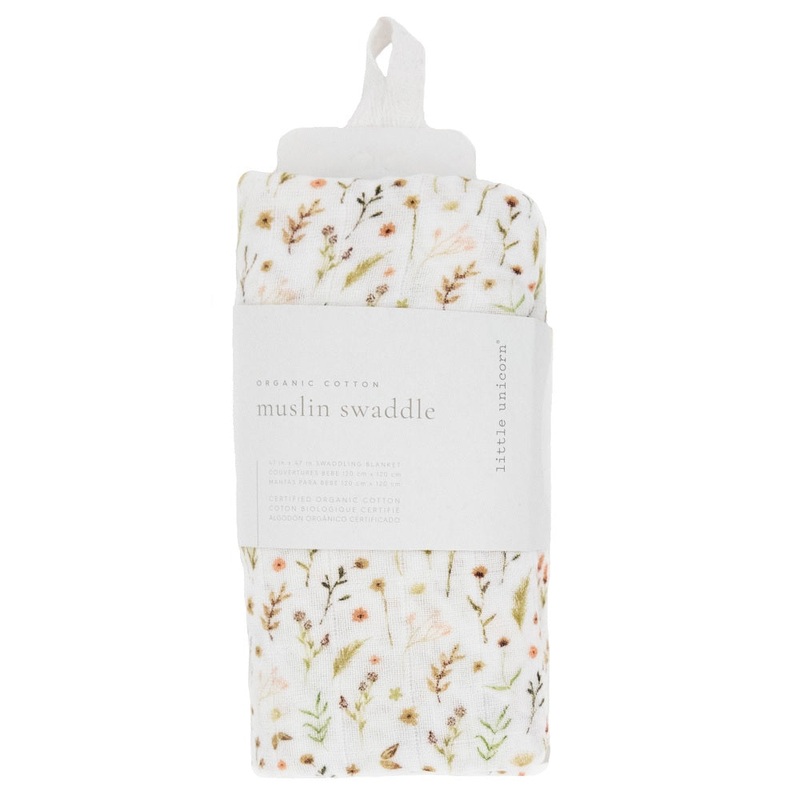 Little Unicorn Organic Cotton Muslin Swaddle Blanket (Floral Field)