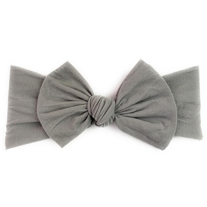 Baby Wisp Nylon Bow Headband (Grey)