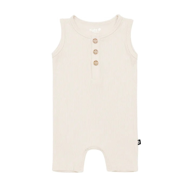 Kyte Baby Ribbed Sleeveless Shortall (Oat)