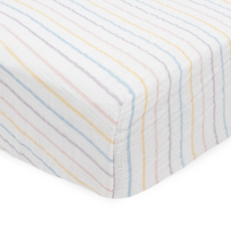 Little Unicorn Cotton Muslin Crib Sheet (Unicorn Stripe)