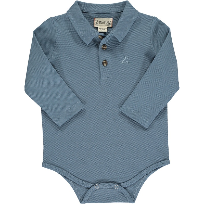 Me & Henry Seymour Polo Onesie (Blue Pique)