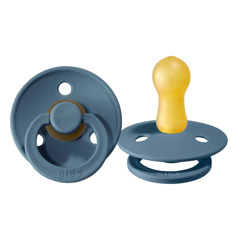 BIBS Colour Round Latex Pacifier 2-Pack (Petrol Blue)