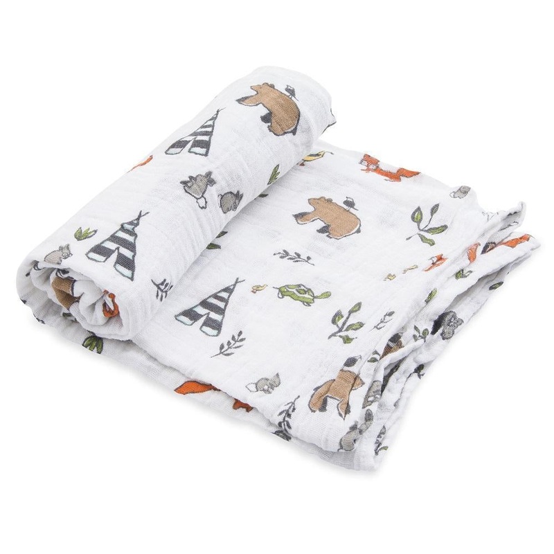 Little Unicorn Cotton Muslin Single Swaddle (Forest Friends)