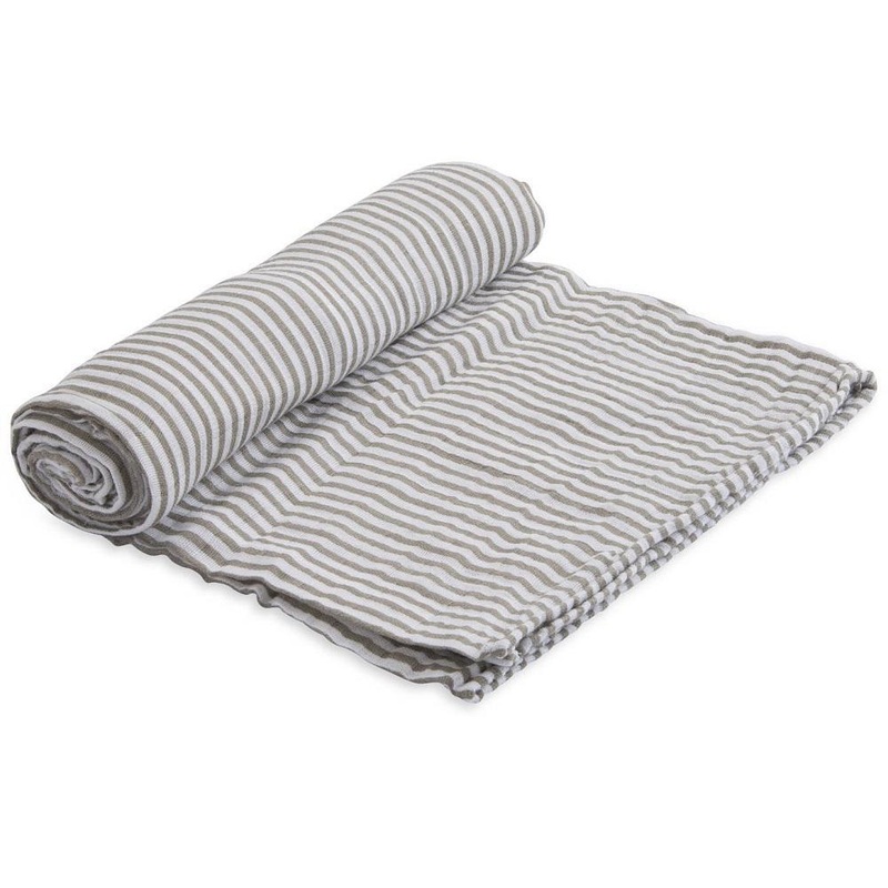 Little Unicorn Cotton Muslin Single Swaddle (Grey Stripe)