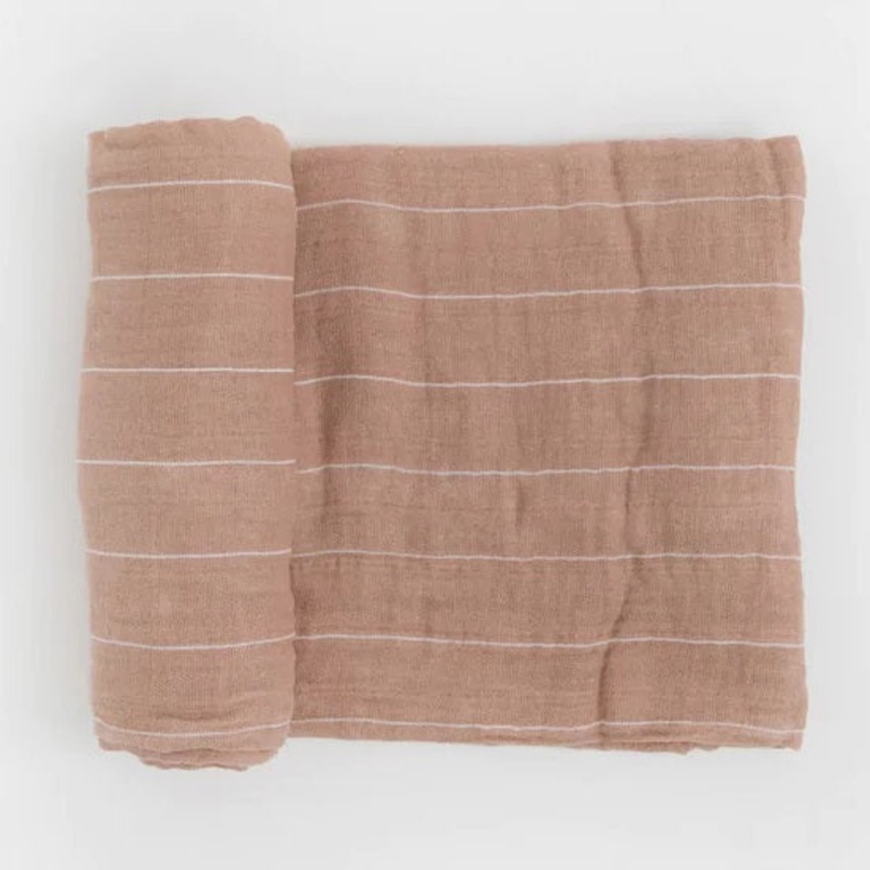 Little Unicorn Cotton Muslin Single Swaddle (Mauve Stripe)