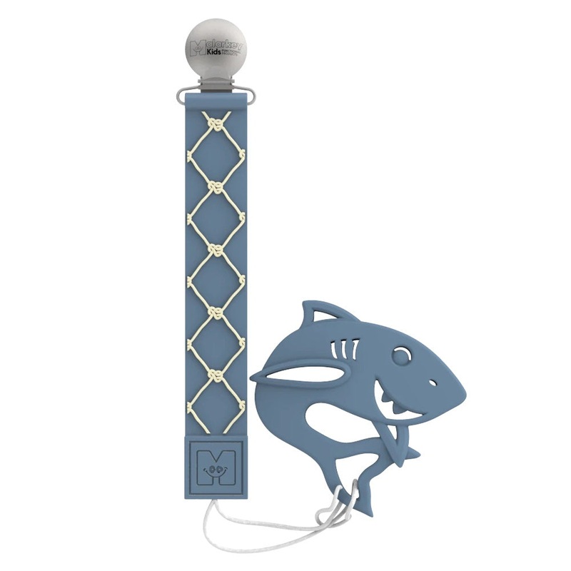 Malarkey Kids Teether Tether & Teether (Nautical Baby Shark)