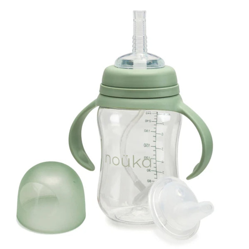 noka Transitional Sippy/Weighted Straw Cup (Moss)