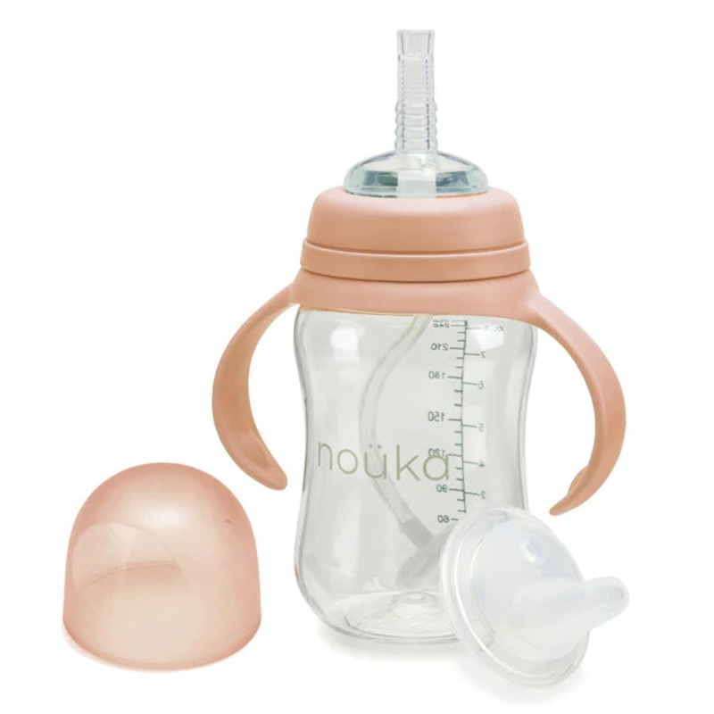 noka Transitional Sippy/Weighted Straw Cup (Soft Blush)