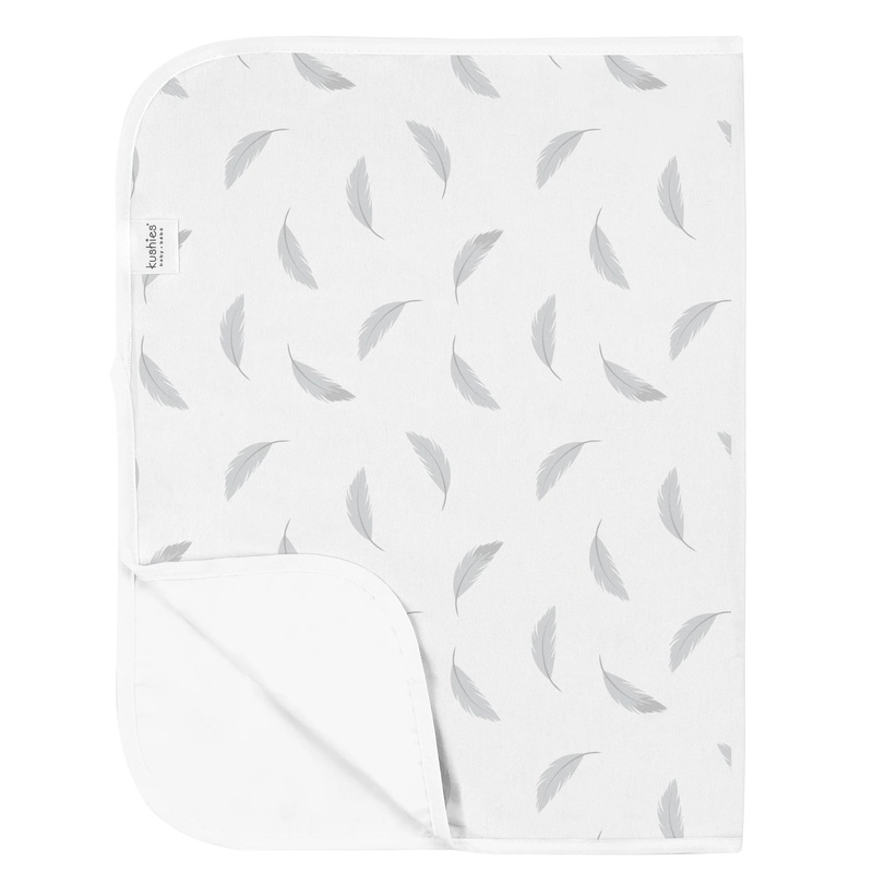 Kushies Waterproof Flat Change Pad Flannel (Grey Feather)