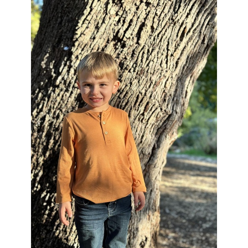 Me & Henry Adams Ribbed Henley (Burnt Orange)