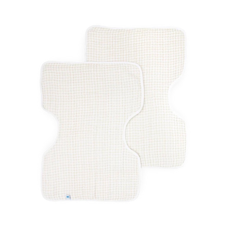 Little Unicorn Cotton Muslin Burp Cloth 2Pk (Tan Gingham)