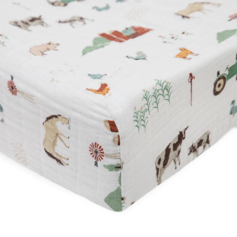 Little Unicorn Cotton Muslin Changing Pad Cover (Farmyard)
