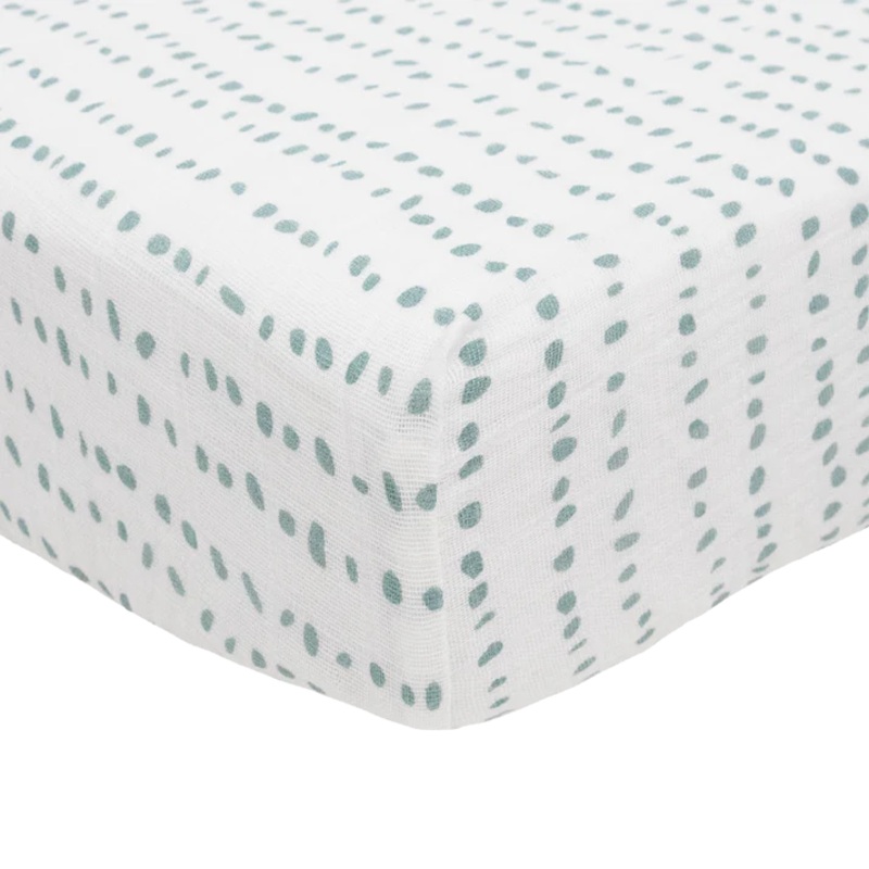 Little Unicorn Cotton Muslin Crib Sheet (Stone Stripe)