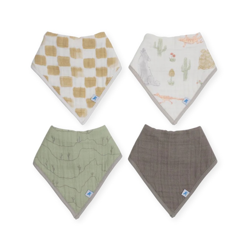Little Unicorn Cotton Muslin/Fleece Bandana Bib 4Pk (Adobe Checker)