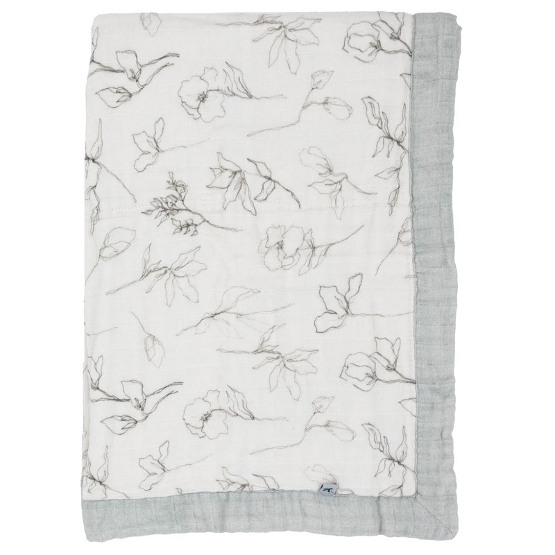 Little Unicorn Organic Cotton Muslin Baby Quilt (Pencil Floral)
