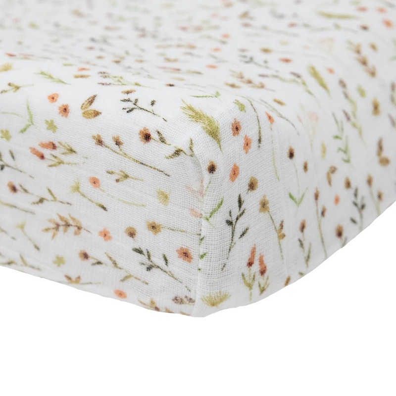 Little Unicorn Organic Cotton Muslin Changing Pad Cover (Floral Field)