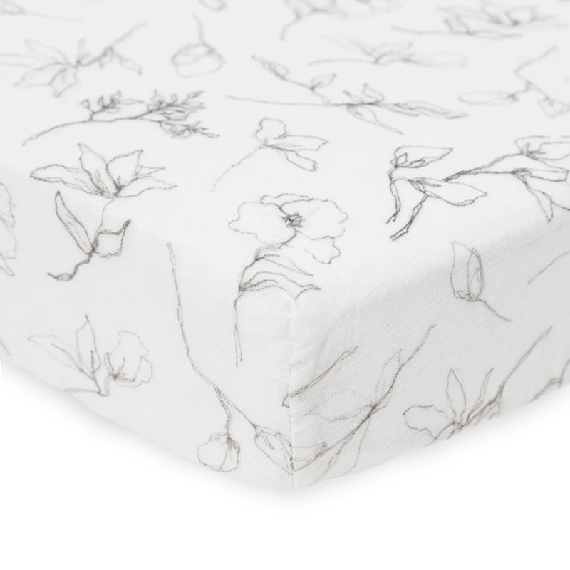 Little Unicorn Organic Cotton Muslin Crib Sheet (Pencil Floral)