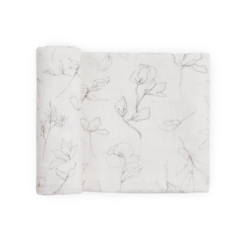 Little Unicorn Organic Cotton Muslin Swaddle Blanket (Pencil Floral)