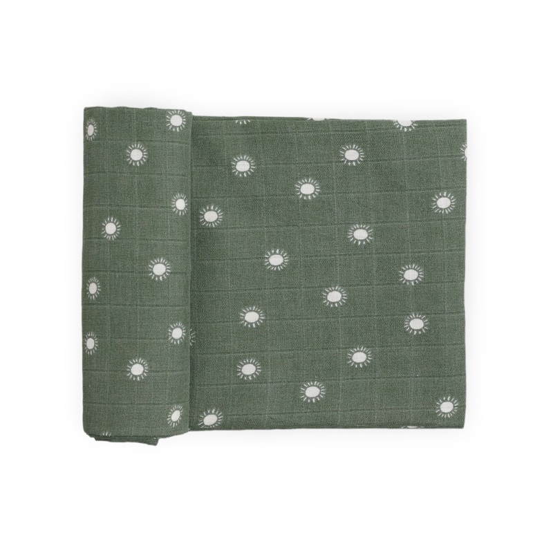 Little Unicorn Organic Cotton Muslin Swaddle Blanket (Sage Suns)